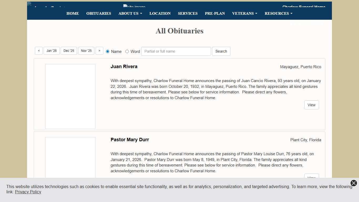 All Obituaries Charlow Funeral Home Plant City, FL