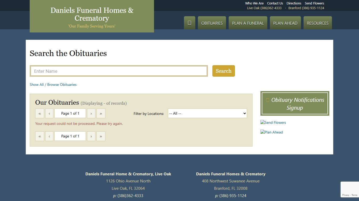 Recent Obituaries Daniels Funeral Homes & Crematory