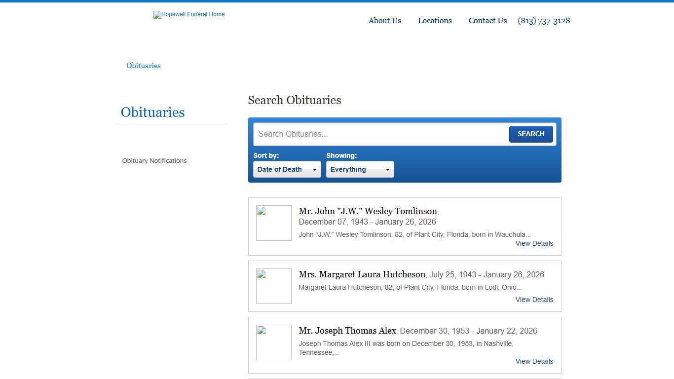 Obituaries Hopewell Funeral Home - Plant City, FL